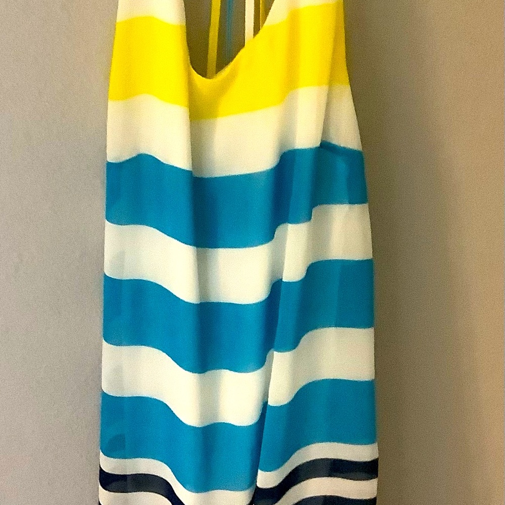 Striped Blue, yellow and White Beach Maxi dress